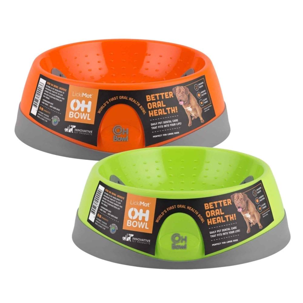 2 voerbakken van Lickimat. in het groen en oranje.