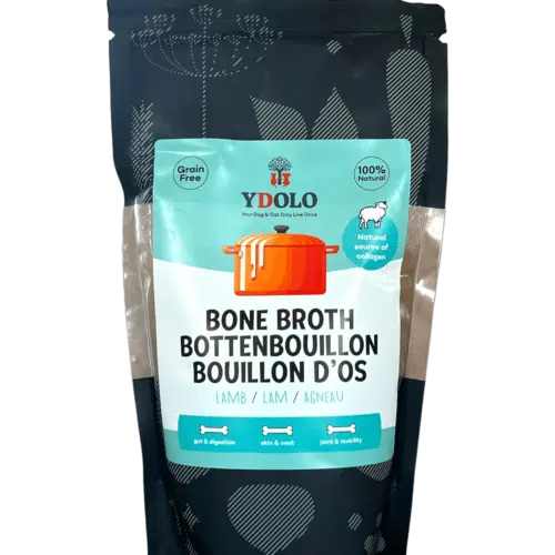 Ydolo healthy & pure bottenbouillon lam op een transparante achtergrond.