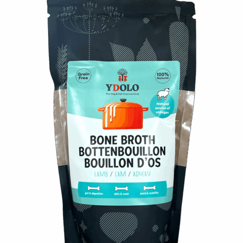Ydolo healthy & pure bottenbouillon lam op een transparante achtergrond.