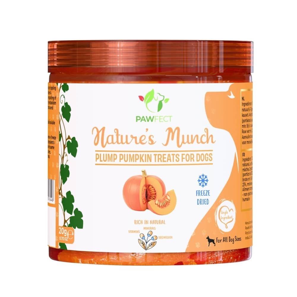 Pawfect natures munch dog treats pompoen
