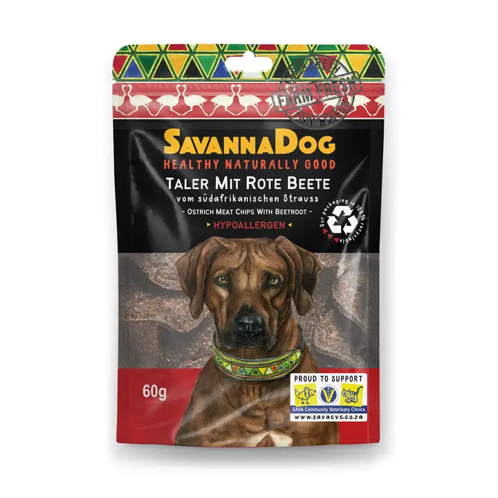 Savannadog struisvogelplakjes met rode biet