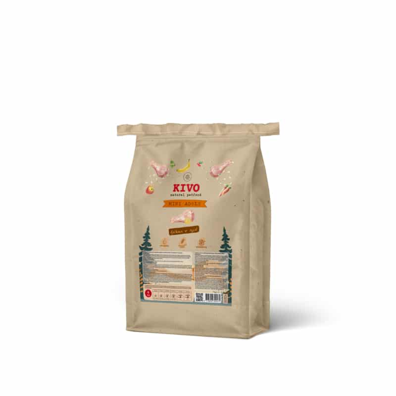 Kivo Mini Adult glutenvrij droogvoer voor kleine honden met kalkoen, rund en zalmolie