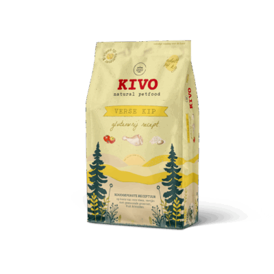 Kivo Verse Kip glutenvrij hondenvoer – droogvoer met verse kip, rijst en zalmolie voor honden