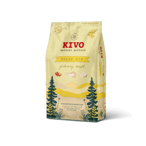 Kivo Verse Kip glutenvrij hondenvoer – droogvoer met verse kip, rijst en zalmolie voor honden