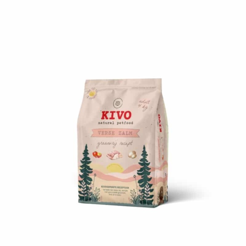 Kivo Verse Zalm graanvrij hondenvoer – graanvrije brokken met verse zalm en zalmolie voor honden