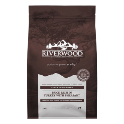 Riverwood Adult Large Breed Eend & Kalkoen – graanvrij droogvoer voor grote volwassen honden
