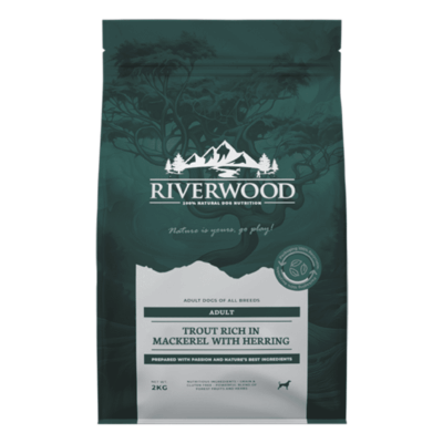 Riverwood Adult Trout & Mackerel – graanvrije droogvoer voor volwassen honden met forel en makreel