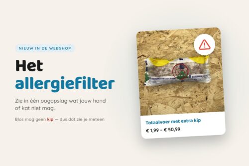 Productkaart met een rood waarschuwingsdriehoekje naast de tekst Het allergiefilter